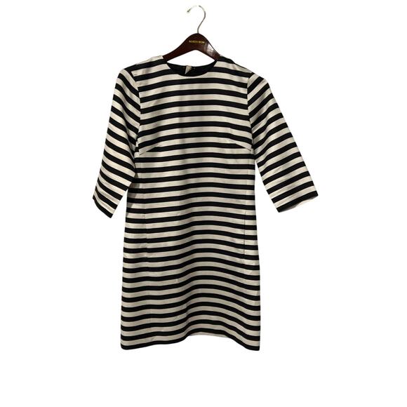 Lands' End Dresses & Skirts - Lands End Silk Blend Black and Cream Stripe Sheath Dress, Size 4, 1317-F